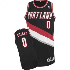 Portland Trail Blazers Damian Lillard #0 Road Authentic Maillot d'équipe de NBA - Noir pour Femme