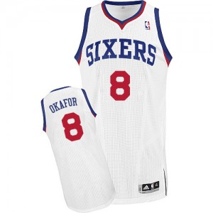 Philadelphia 76ers #8 Adidas Home Blanc Authentic Maillot d'équipe de NBA Promotions - Jahlil Okafor pour Homme