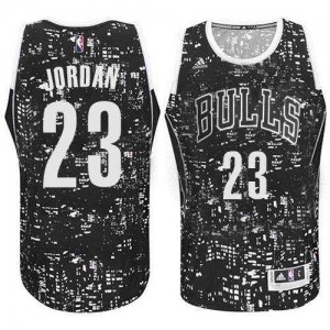 Maillot NBA Chicago Bulls #23 Michael Jordan Noir Adidas Authentic City Light - Homme