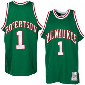 Maillot NBA Authentic Oscar Robertson #1 Milwaukee Bucks Throwback Vert - Homme