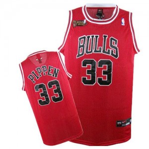 Maillot NBA Rouge Scottie Pippen #33 Chicago Bulls Champions Patch Authentic Homme Nike