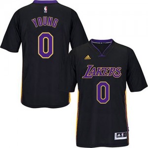 Maillot Adidas Noir (Violet No.) Swingman Los Angeles Lakers - Nick Young #0 - Homme