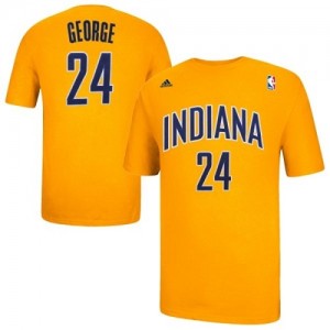 Indiana Pacers #24 Adidas Game Time Or Tee-Shirt d'équipe de NBA préférentiel - Paul George pour Homme