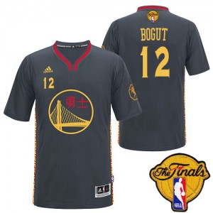 Golden State Warriors Andrew Bogut #12 Slate Chinese New Year 2015 The Finals Patch Authentic Maillot d'équipe de NBA - Noir pour Homme
