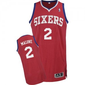 Maillot NBA Philadelphia 76ers #2 Moses Malone Rouge Adidas Authentic Road - Homme