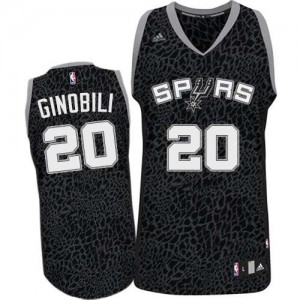Maillot Authentic San Antonio Spurs NBA Crazy Light Noir - #20 Manu Ginobili - Homme