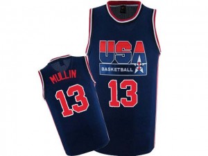 Maillot Nike Bleu marin 2012 Olympic Retro Authentic Team USA - Chris Mullin #13 - Homme