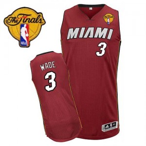 Maillot NBA Rouge Dwyane Wade #3 Miami Heat Alternate Finals Patch Authentic Homme Adidas