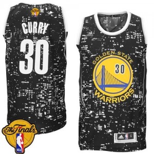 Maillot NBA Authentic Stephen Curry #30 Golden State Warriors City Light 2015 The Finals Patch Noir - Homme
