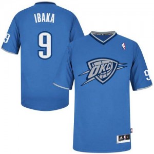 Oklahoma City Thunder #9 Adidas 2013 Christmas Day Bleu Authentic Maillot d'équipe de NBA pas cher - Serge Ibaka pour Homme