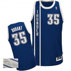 Oklahoma City Thunder Kevin Durant #35 Alternate Autographed Authentic Maillot d'équipe de NBA - Bleu marin pour Homme