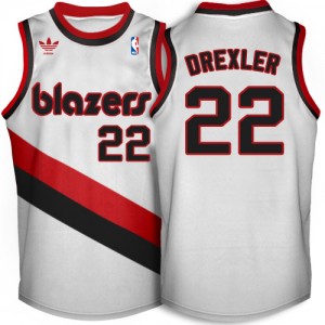 Maillot NBA Portland Trail Blazers #22 Clyde Drexler ?me Blanche Adidas Swingman Throwback - Homme