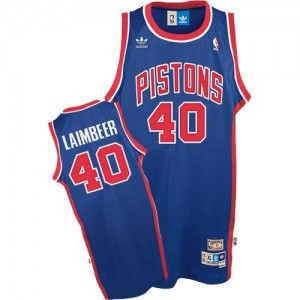 Detroit Pistons Bill Laimbeer #40 Throwback Swingman Maillot d'équipe de NBA - Bleu pour Homme
