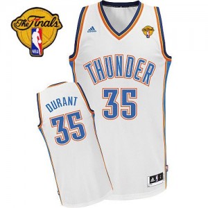 Maillot NBA Swingman Kevin Durant #35 Oklahoma City Thunder Home Finals Patch Blanc - Homme