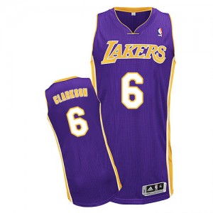 Maillot NBA Los Angeles Lakers #6 Jordan Clarkson Violet Adidas Authentic Road - Homme