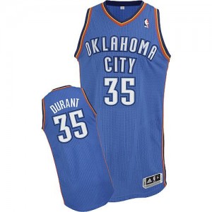 Maillot NBA Bleu royal Kevin Durant #35 Oklahoma City Thunder Road Authentic Homme Adidas