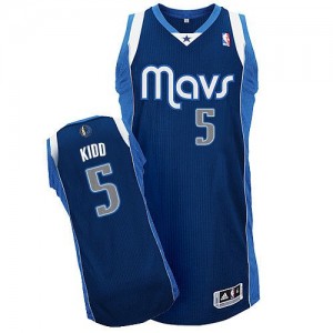 Dallas Mavericks Jason Kidd #5 Alternate Authentic Maillot d'équipe de NBA - Bleu marin pour Homme