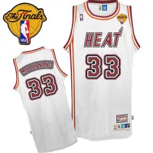 Maillot Adidas Blanc Throwback Finals Patch Authentic Miami Heat - Alonzo Mourning #33 - Homme