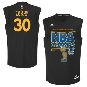 Maillot NBA Noir Stephen Curry #30 Golden State Warriors 2015 NBA Finals Champions Authentic Homme Adidas