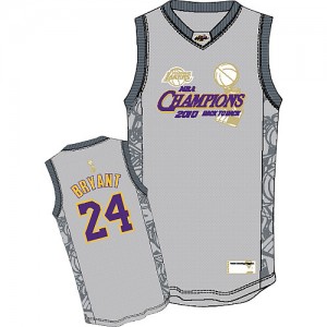 Maillot NBA Los Angeles Lakers #24 Kobe Bryant Gris Adidas Authentic 2010 Finals Champions - Homme