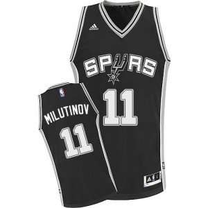 San Antonio Spurs #11 Adidas Road Noir Swingman Maillot d'équipe de NBA la meilleure qualité - Nikola Milutinov pour Homme