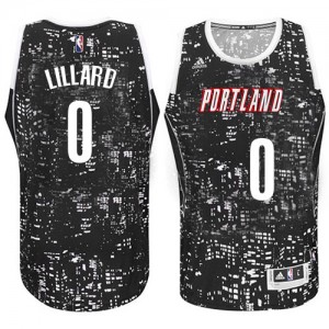 Maillot NBA Authentic Damian Lillard #0 Portland Trail Blazers City Light Noir - Homme