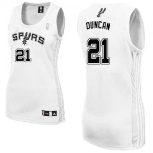 Maillot NBA Authentic Tim Duncan #21 San Antonio Spurs Home Blanc - Femme