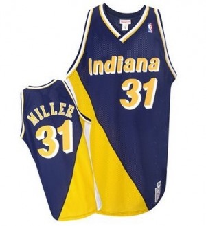 Maillot NBA Authentic Reggie Miller #31 Indiana Pacers Throwback Marine / Or - Homme