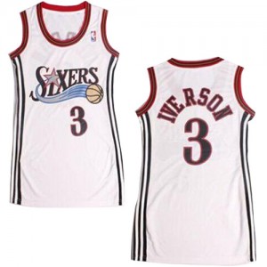 Philadelphia 76ers Allen Iverson #3 Dress Authentic Maillot d'équipe de NBA - Blanc pour Femme