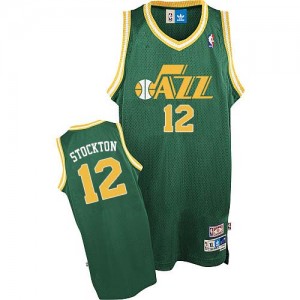 Maillot Authentic Utah Jazz NBA Throwback Vert - #12 John Stockton - Homme
