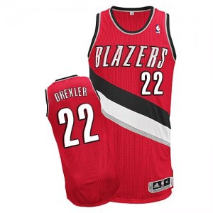 Portland Trail Blazers #22 Adidas Alternate Rouge Authentic Maillot d'équipe de NBA en ligne pas chers - Clyde Drexler pour Homme