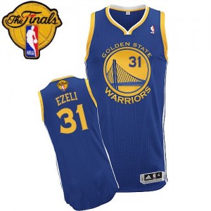 Maillot Adidas Bleu royal Road 2015 The Finals Patch Authentic Golden State Warriors - Festus Ezeli #31 - Homme