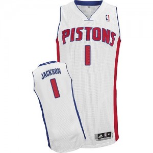 Maillot NBA Detroit Pistons #1 Reggie Jackson Blanc Adidas Authentic Home - Homme