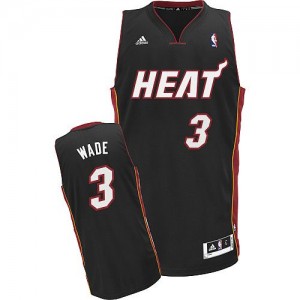 Maillot NBA Miami Heat #3 Dwyane Wade Noir Adidas Swingman Road - Homme