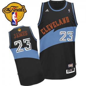 Maillot NBA Noir LeBron James #23 Cleveland Cavaliers ABA Hardwood Classic 2015 The Finals Patch Authentic Homme Adidas