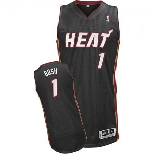 Maillot NBA Miami Heat #1 Chris Bosh Noir Adidas Authentic Road - Enfants