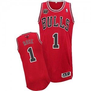 Chicago Bulls #1 Adidas Road 20TH Anniversary Rouge Authentic Maillot d'équipe de NBA Expédition rapide - Derrick Rose pour Homme