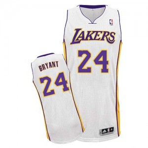 Maillot NBA Los Angeles Lakers #24 Kobe Bryant Blanc Adidas Authentic Alternate - Homme
