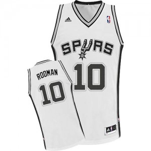 Maillot NBA San Antonio Spurs #10 Dennis Rodman Blanc Adidas Swingman Home - Homme