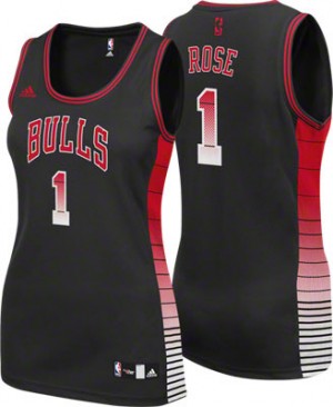 Maillot Swingman Chicago Bulls NBA Vibe Noir - #1 Derrick Rose - Femme