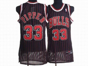 Chicago Bulls #33 Nike Throwback Noir Rouge Authentic Maillot d'équipe de NBA Prix d'usine - Scottie Pippen pour Homme