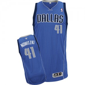 Dallas Mavericks Dirk Nowitzki #41 Road Authentic Maillot d'équipe de NBA - Bleu royal pour Homme