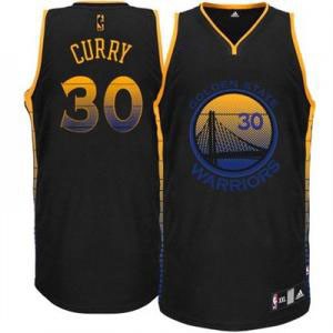 Maillot NBA Golden State Warriors #30 Stephen Curry Noir Adidas Authentic Vibe - Homme