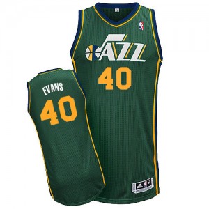 Maillot Adidas Vert Alternate Authentic Utah Jazz - Jeremy Evans #40 - Homme