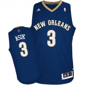 Maillot NBA New Orleans Pelicans #3 Omer Asik Bleu marin Adidas Authentic Road - Homme