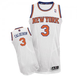 New York Knicks #3 Adidas Home Blanc Authentic Maillot d'équipe de NBA Remise - Jose Calderon pour Homme