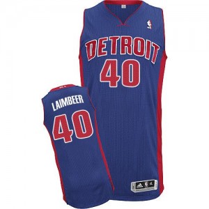 Detroit Pistons Bill Laimbeer #40 Road Authentic Maillot d'équipe de NBA - Bleu royal pour Homme