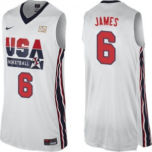 Maillot NBA Team USA #6 LeBron James Blanc Nike Swingman 2012 Olympic Retro - Homme