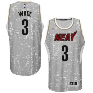 Maillot NBA Gris Dwyane Wade #3 Miami Heat City Light Authentic Homme Adidas