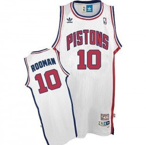 Maillot NBA Detroit Pistons #10 Dennis Rodman Blanc Adidas Swingman Throwback - Homme